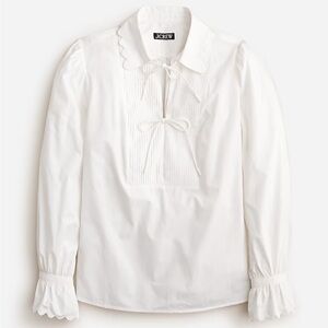 J. Crew Scalloped popover top in cotton poplin - EUC - size medium